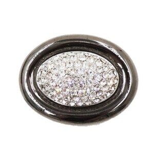 Vintage 1980s Signed Givenchy Hematite Finish Pave Clear Rhinestone Brooch